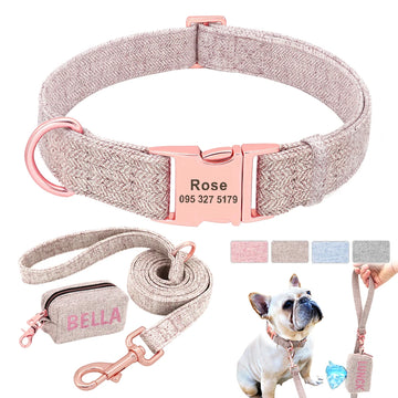 Personalized Dog Collar Leash & Custom Pet Poop Bag
