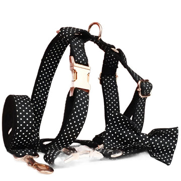 Personalized Dog Harness Collar Leash Bow Set Hot Selling Custom Design